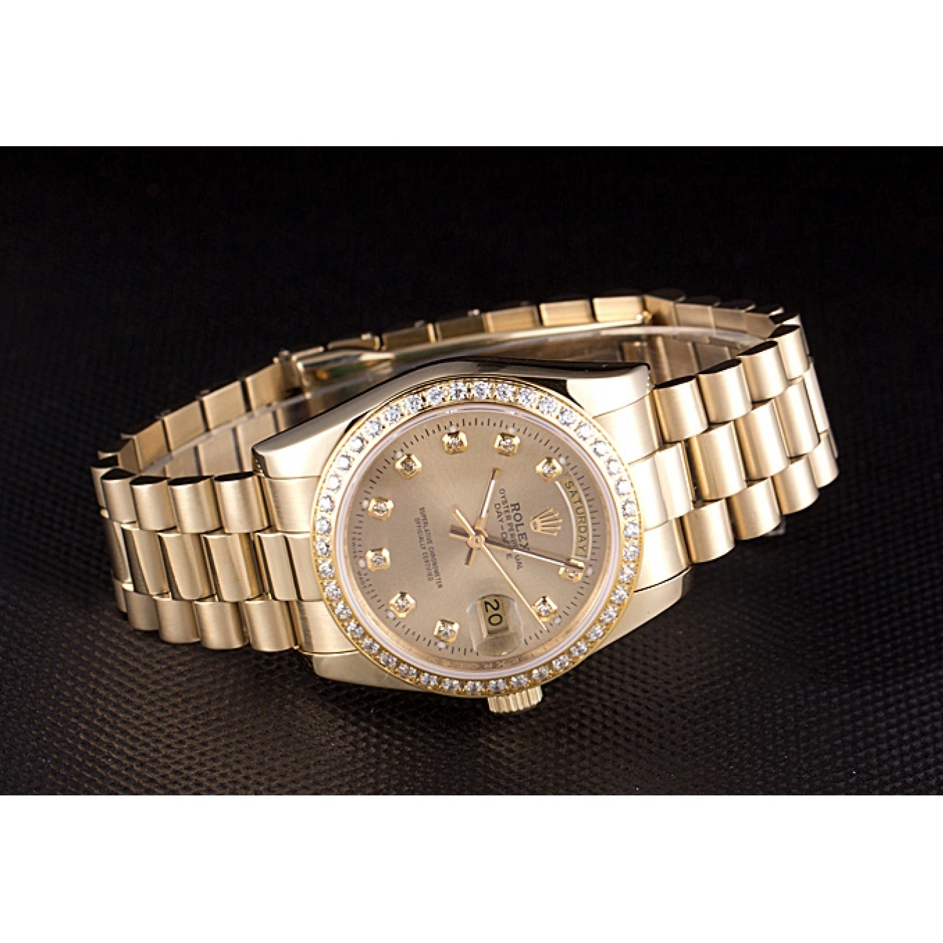 Aaa replica watch Stainless Plated Day-Date Dial 18k Rolex Gold Yellow Steel Gold 0529